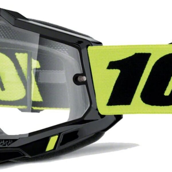 Gogle Accuri 2 Enduro Moto Black – Dual Clear Lens – Kolor Czarny/Żółty Fluo Szybka Podwójna Przeżroczysta | 100 Procent