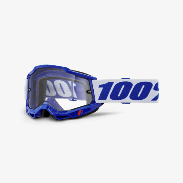 GOGLE ACCURI 2 ENDURO Moto BLUE – DUAL CLEAR LENS – Kolor Niebieski/Biały SZYBKA Przeźroczysta Podwójna | 100 Procent