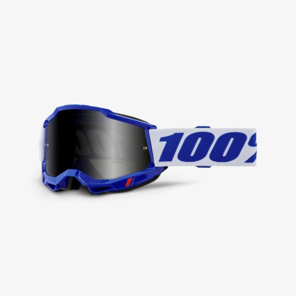 GOGLE ACCURI 2 ENDURO Moto BLUE – SMOKE LENS – Kolor Niebieski/Biały SZYBKA Przyciemniana | 100 Procent
