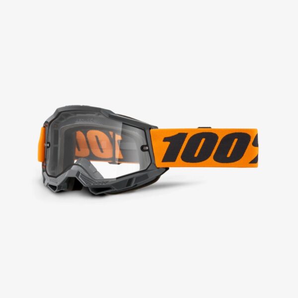 GOGLE ACCURI 2 ENDURO Moto ORANGE – DUAL CLEAR LENS – Kolor Czarny/Pomarańczowy SZYBKA Przeźroczysta | 100 Procent