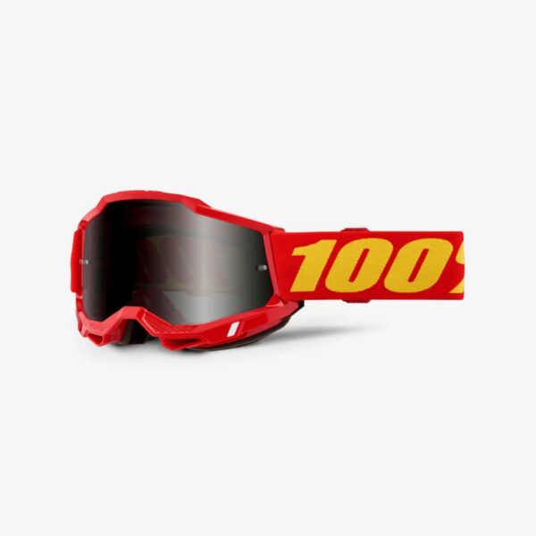 GOGLE ACCURI 2 SAND RED – SMOKE LENS – Kolor Czerwony/Żółty SZYBA Przyciemniana | 100 Procent