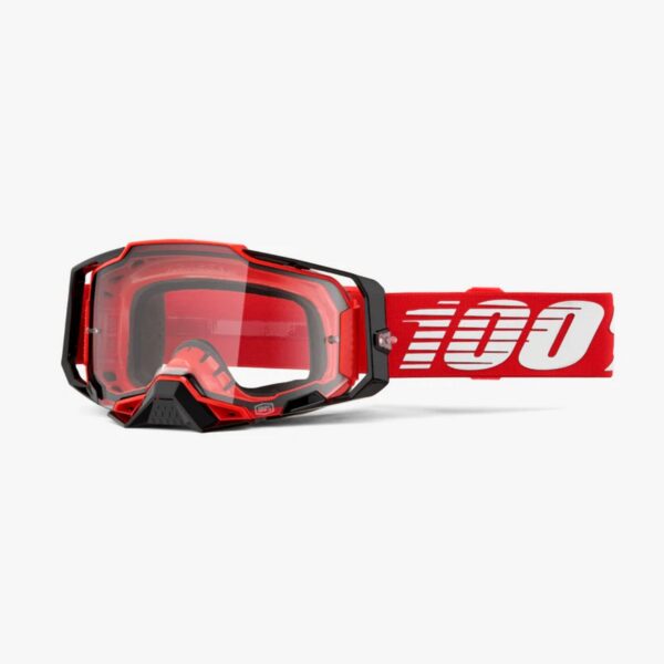 GOGLE ARMEGA RED – CLEAR LENS – Kolor Czerwony/Czarny/Biały SZYBA Przeźroczysta | 100 Procent