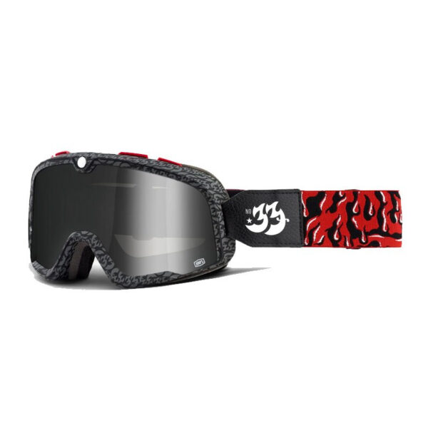 Gogle Barstow House IND. – Mirror Silver Lens – Kolor Czarny/Czerwony Szybka Srebrne Lustro Vintage | 100 Procent