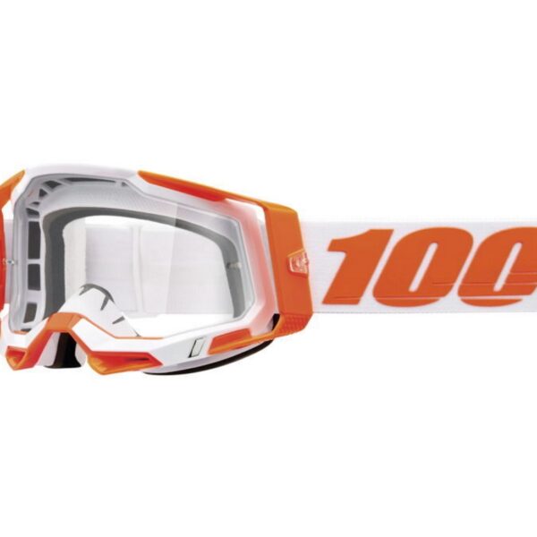 GOGLE Racecraft 2 ORANGE – CLEAR LENS – Kolor Pomarańczowy/Biały SZYBKA Przeźroczysta | 100 Procent