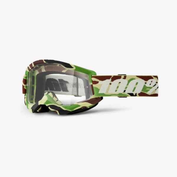 Gogle Strata 2 WAR Camo – Clear Lens – Kolor Zielony/Brązowy Camo Szybka Przeźroczysta | 100 Procent
