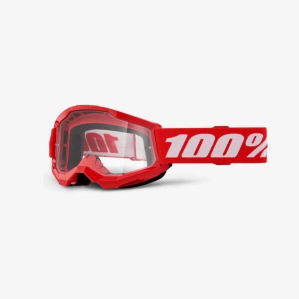 Gogle Strata 2 Youth Junior RED – Clear Lens – Kolor Czerwony/Biały Szyba Przeźroczysta | 100 Procent