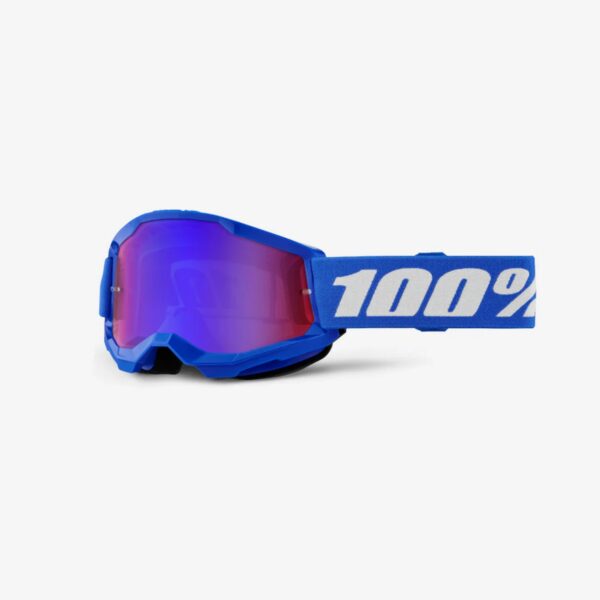 Gogle Strata 2 Youth Junior Blue – Mirror RED/BLUE Lens – Kolor Niebieski/Biały Szybka Czerwone/Niebieskie Lustro | 100 Procent