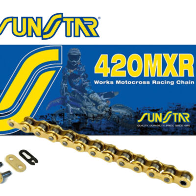Łańcuch Napędowy 420MXR-130G (420Nz3) Motocross DO 150 CCM (Kolor Złoty) (22, 2Kn) Otwarty + Zapinka - Made IN Japan - Oferta Specjalna