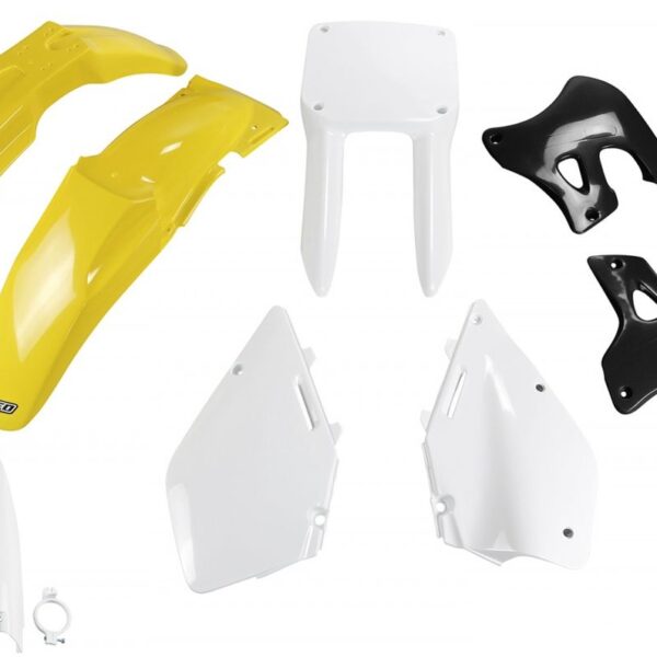 Komplet Plastików z Osłonami Teleskopów Suzuki RM 125 ’96-’98 Kolor OEM (Zółty/Biały/Czarny) (Su393E999) | UFO