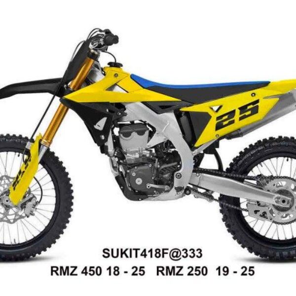 Komplet Plastików z Osłonami Teleskopów Suzuki RMZ 250 ’19-’25, RMZ 450 ’18-’25 Kolor Żółty / Czarny | UFO