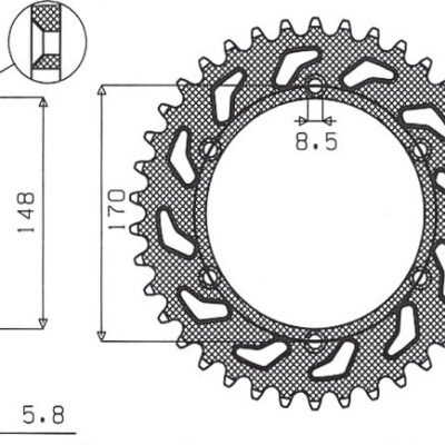 Sunstar JT Zębatka napędowa - SUZUKI DR 600 () (1985-1995) - SUN1-3667-42