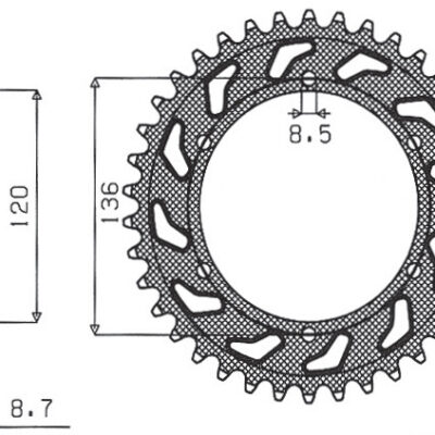 Sunstar JT Zębatka napędowa - YAMAHA XJ 600 H (1984-1991) - SUN1-5505-44