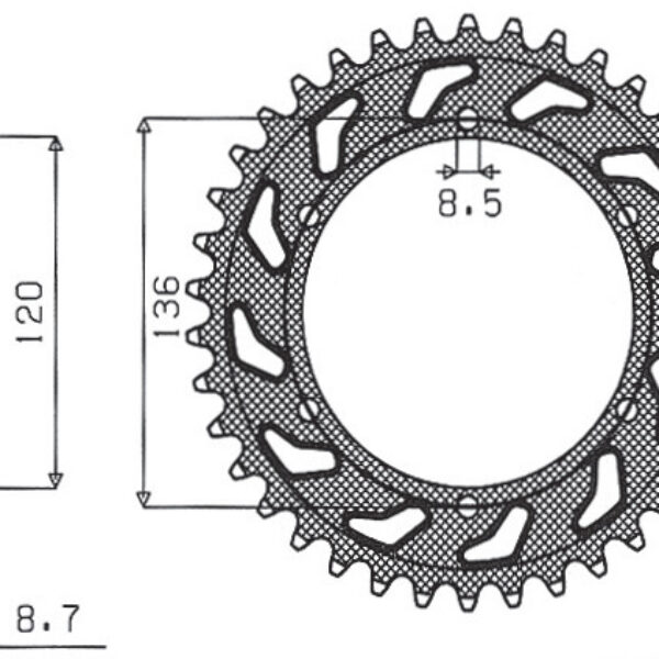 Sunstar JT Zębatka napędowa – YAMAHA XJ 600 H (1984-1991) – SUN1-5505-44