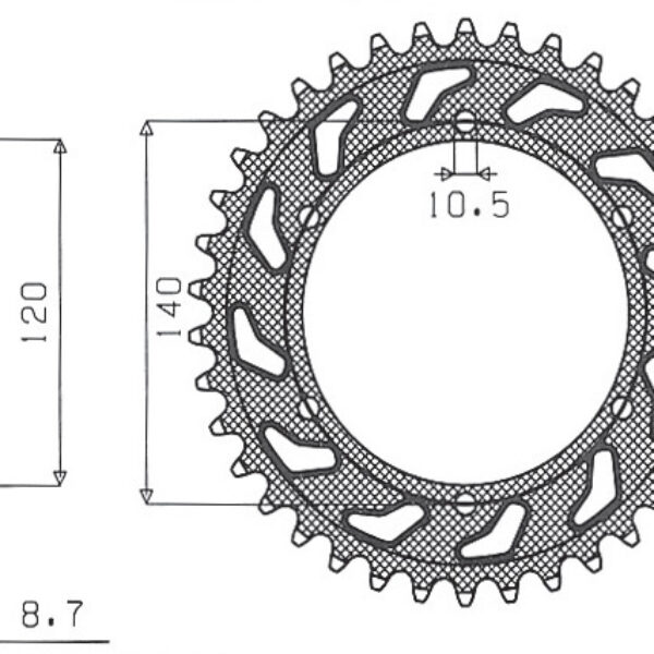 Sunstar JT Zębatka napędowa – SUZUKI GSXR 1300 () (JTR499… (1999-2007) – SUN1-5526-38