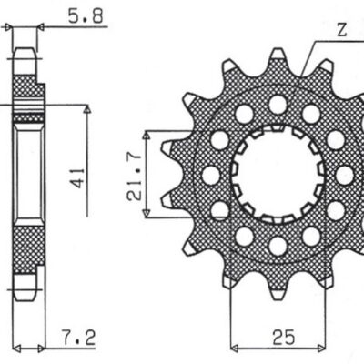 Zębatka Przednia Kawasaki ZX-7R/RR '96-'03, ZX-10R '04-'15, Suzuki GSXR 750 '00-'15, SV 1000S '03-'06 (Konwersja 520) (JTF1516.15) (Łańc. 520) | Sunstar