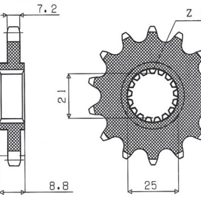 Zębatka Przednia 2137 16 Kawasaki ZX9R '02-'03, z 1000 '03-'06 (JTF1537.16) (Łańc. 525) (213716JT) | Sunstar