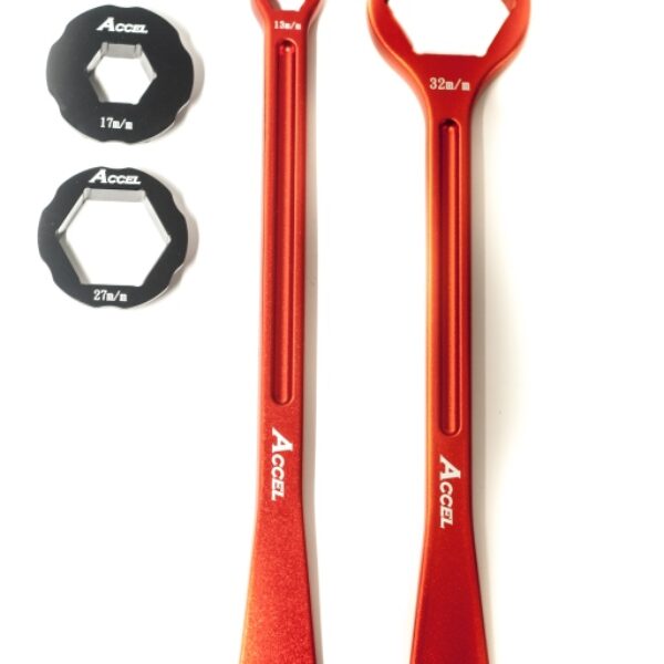 Komplet Łyżek DO OPON (23+24CM) ALU7075 KUTE z Kluczami 10, 13, 17, 27, 32 MM Kolor Pomarańczowy (Łyżka DO Opon) | Accel