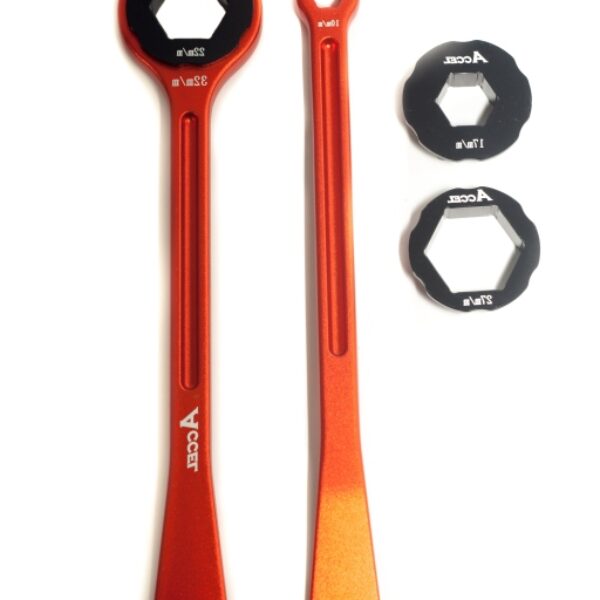 Komplet Łyżek DO OPON (23+24CM) ALU7075 KUTE z Kluczami 10, 13, 17, 22, 27, 32 MM Kolor Pomarańczowy (Łyżka DO Opon) | Accel