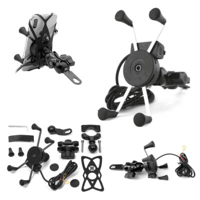 UCHWYT Motocyklowy TYP RAM XL USB z Ładowarką USB NA Telefon Montowany NA Kierownicę LUB Lusterko (EL)