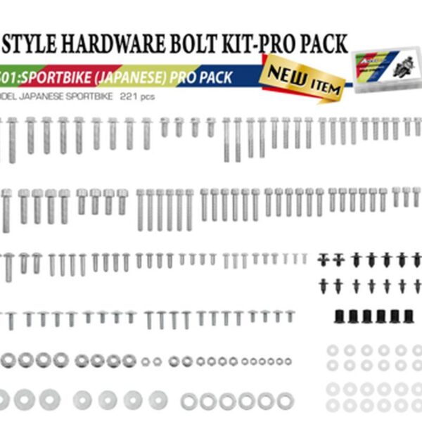 Komplet Śrub, Nakrętek, Podkładek, Kołków i Zawleczek DO Motocykli Szosowych Japońskich (221 Elementów) | Accel