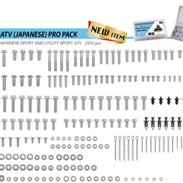 Komplet Śrub, Nakrętek, Podkładek, Kołków i Zawleczek DO Quadów/Atv Japońskich (227 Elementów) | Accel
