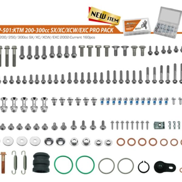 Komplet Śrub PRO PACK Factory 2T (Duży) KTM SX/XC/XC-W/EXC 200/300 ’02 | Accel