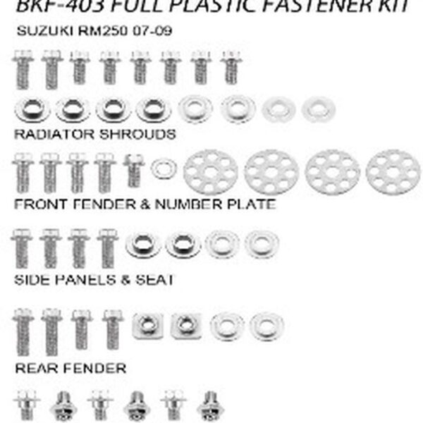 Komplet Śrub DO Plastików Suzuki RMZ 250 ’07-09 (BKF-403) | Accel