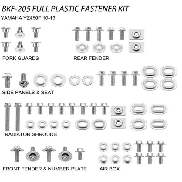 Komplet Śrub DO Plastików Yamaha YZF 450 ’10-13 (BKF-205) | Accel