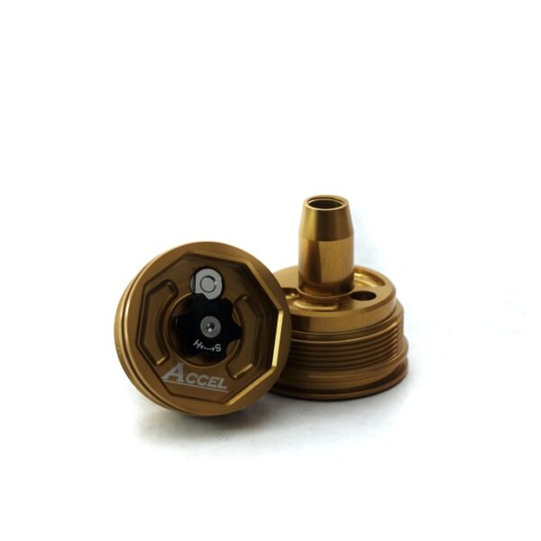 KOREK Górny (Nakrętka) Amortyzatora Przedniego z Regulacją Honda CRF 450R 09-14; Yamaha YZ/YZF 125/250/450/X 06-20, WRF 250/450 12-20, Kawasaki KXF 450 08-14, Suzuki RMZ 250 19, Gas Gas Kolor Złoty (KPL.-2SZT.) – | Accel