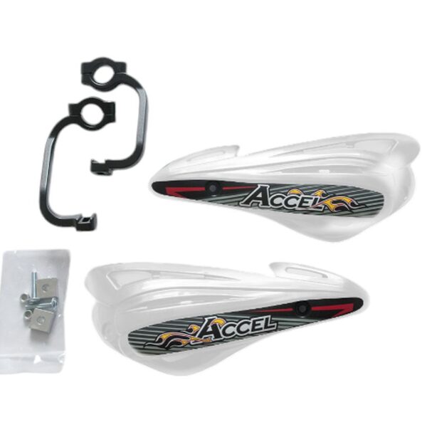 Osłony RĄK (HANDBARY) z Mocowaniem Aluminiowym MX (22+28MM) (Alu-Czarny, Plastik-Biały) | Accel