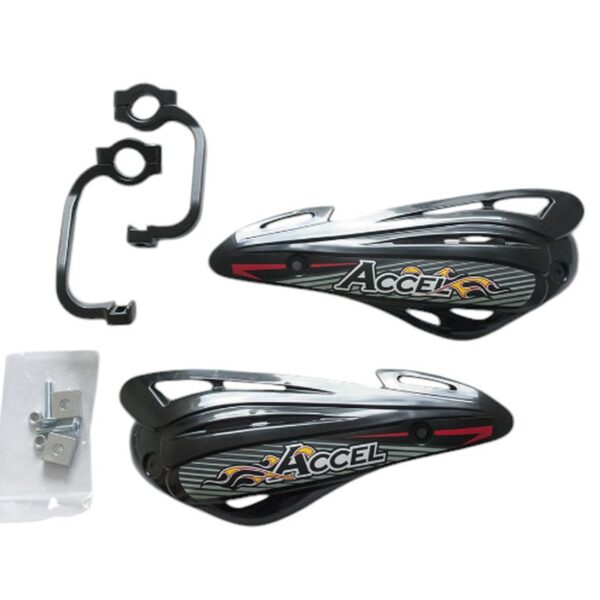 Osłony RĄK (HANDBARY) z Mocowaniem Aluminiowym MX (22+28MM) (Alu-Czarny, Plastik-Czarny) | Accel