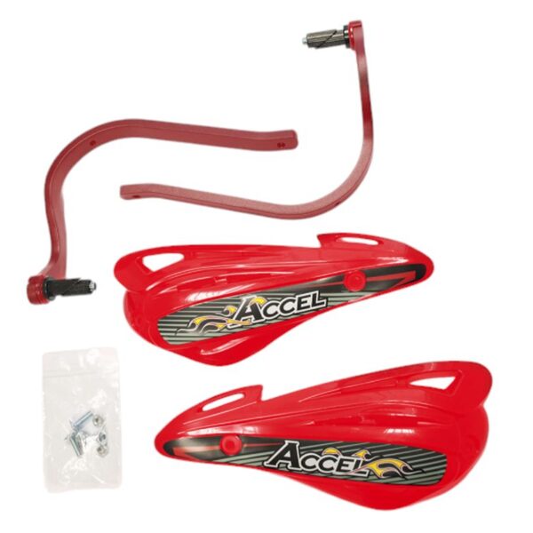 Osłony RĄK (HANDBARY) z Mocowaniem Aluminiowym ATV (22+28MM) (Alu-Czerwony, Plastik-Czerwony) | Accel