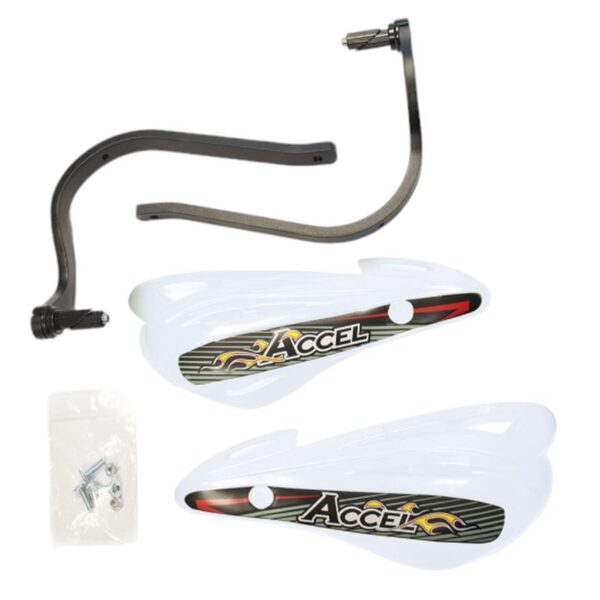 Osłony RĄK (HANDBARY) z Mocowaniem Aluminiowym ATV (22+28MM) (Alu-Czarny, Plastik-Biały) | Accel