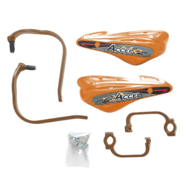 Osłony RĄK (HANDBARY) z Mocowaniem Aluminiowym STRONG (22+28MM) Mocowanie 2 Punktowe (Alu-Pomarańczowy, Plastik-Pomarańczowy) | Accel