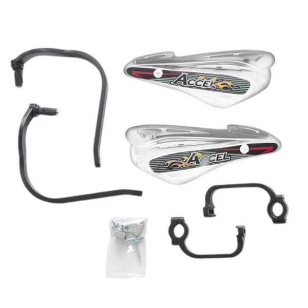 Osłony RĄK (HANDBARY) z Mocowaniem Aluminiowym STRONG (22+28MM) Mocowanie 2 Punktowe (Alu-Czarny, Plastik-Biały) | Accel