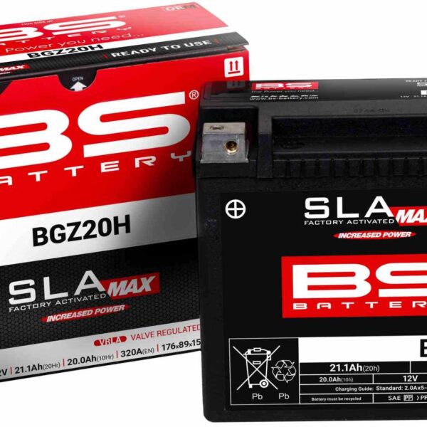 Akumulator BGZ20H MAX (FA) (Ytx20H, Ytx20-Bs) 12V 120AH 176X89X154 Bezobsługowy – Zalany (Zwiększony Prąd Rozruchowy) (320A) (Harley-Davidson) (2) | BS