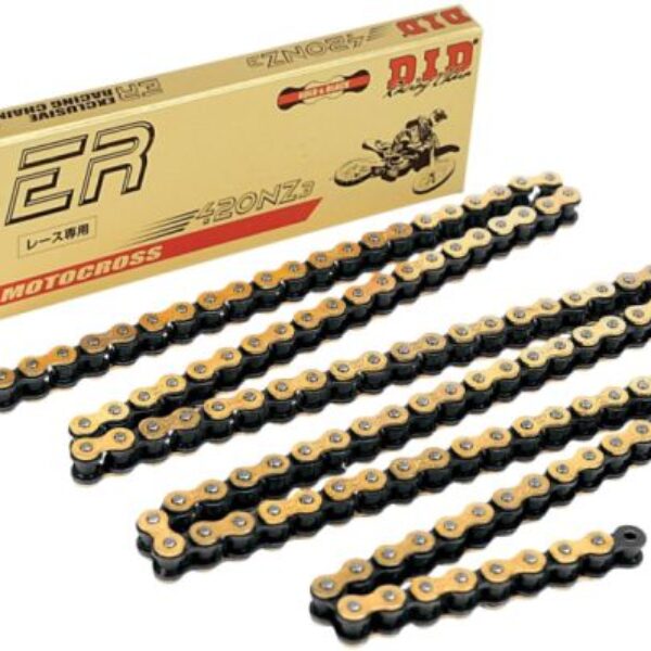 DID ŁAŃCUCH NAPĘDOWY 420NZ3GB-134 (134 OGNIW) BEZ O-RINGÓW ZŁOTY (OTWARTY + ZAPINKA)