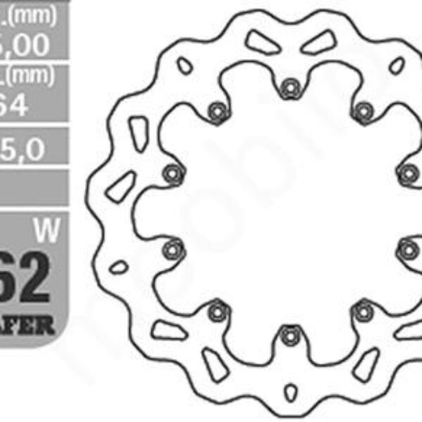 GALFER TARCZA HAMULCOWA PRZÓD / TYŁ BMW K 75C/RT/S ’94-’96 (PRZÓD), K 100 ’84-’93, K1100 ’92-’00 (285X165X4,8) (10X5,5MM)
