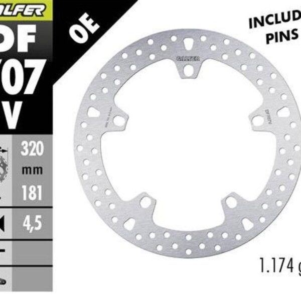 GALFER TARCZA HAMULCOWA PRZÓD BMW F 800R/S/ST/GT ’09-; F 900XR ’20-; R 850R/RT ’04; R 1100S ’01-; R 1100/1500/1200/1250S/R/RT/S/ST/GS ’01-; K 1200/1300/1600LT/GT/S/RS ’02-; HUSQVARNA NUDA 900R ’11- (ROUND DISC FIXED) (320X181X4,5MM)
