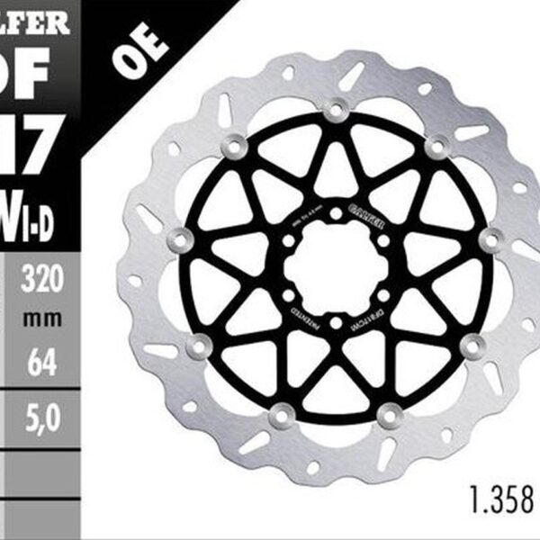 GALFER TARCZA HAMULCOWA PRZÓD BMW HP 4 ’12-; S 1000R/RR ’09-’23; MOTO GUZZI 1400 AUDACE ’15-; 1400 CALIFORNIA ’13- (LEWA) (WAVE FLOATING) (320X64X5MM)