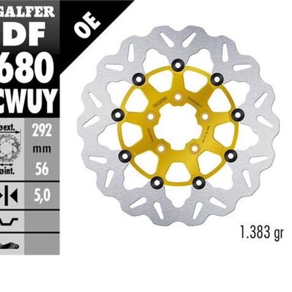 GALFER TARCZA HAMULCOWA PRZÓD HARLEY-DAVIDSON (292X56X5) (WAVE) PŁYWAJĄCA KOLOR ZŁOTY (PATRZ OPIS)