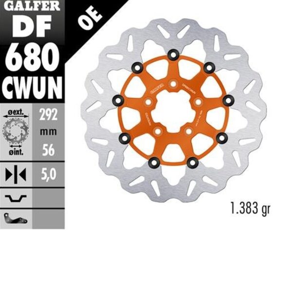 GALFER TARCZA HAMULCOWA PRZÓD HARLEY-DAVIDSON (292X56X5) (WAVE) PŁYWAJĄCA KOLOR POMARAŃCZOWY (PATRZ OPIS)