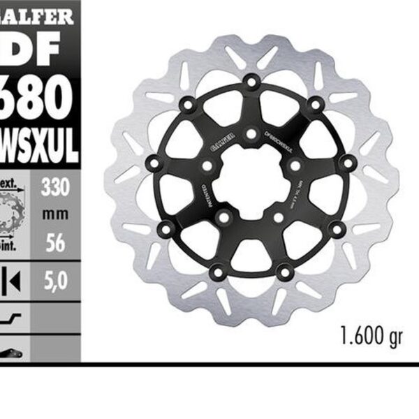 GALFER TARCZA HAMULCOWA PRZÓD HARLEY-DAVIDSON (330X56X5) (WAVE) (OVERSIZE) PŁYWAJĄCA (PATRZ OPIS)
