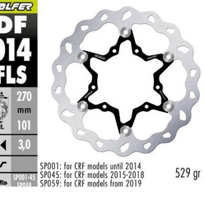 GALFER TARCZA HAMULCOWA PRZÓD HONDA CR 125R/250R '95-'07, CR 500 '95-'00, CRF 250R/450R '02- WAVE (270X101X3MM) (OVERSIZE 270)