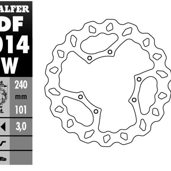 Tarcza Hamulcowa Przód Honda CR 125R/250R ’95-’07, CR 500 ’95-’00, CRF 250R/450R ’02- Wave (240X101X3Mm) | Galfer