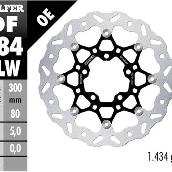 Tarcza Hamulcowa Przód Kawasaki EN 650 Vulcan ’15-; Er-6F/N ’05-; ZX-6R ’06-’12; Versys 650 ’06-; Versys 1000 ’12-’14; z 750 ’07-; z 1000 ’07- (Wave Floating) (300X80X5Mm) | Galfer