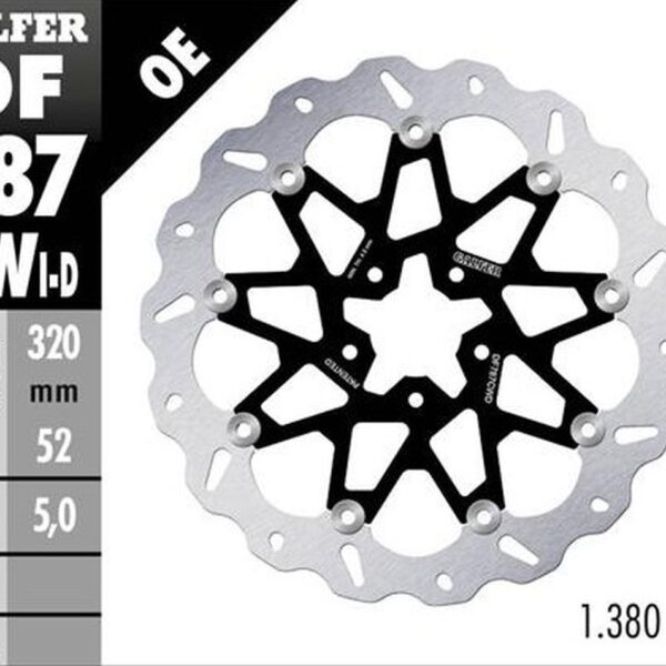 GALFER TARCZA HAMULCOWA PRZÓD KTM 690 DUKE ’12-’16; 890 DUKE ’20-’23; HUSQVARNA 701 SVARTPILEM ’18-’19; VITPILEN ’18-’19 (PRAWA) (WAVE FLOATING) (320X52X5MM)