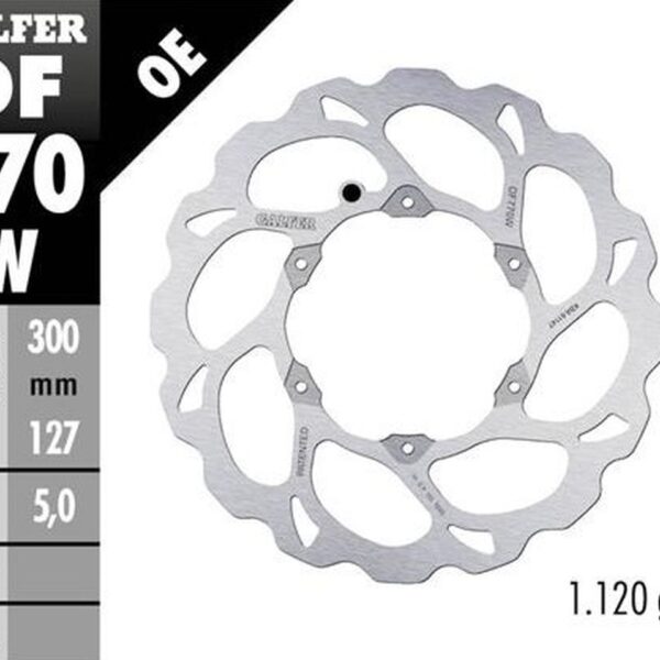 GALFER TARCZA HAMULCOWA PRZÓD KTM 690R ENDURO ’08-’23; 950R SUPER ENDURO ’06-; 990 ADVENTURE ’06-; 990R SUPER ENDURO ’06-; HUSQVARNA 701 ENDURO ’16- (WAVE FLOATING) (300X127X5MM)