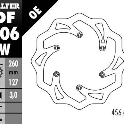 GALFER TARCZA HAMULCOWA PRZÓD KTM SX/EX, HUSABERG,HUSQVARNA,GAS GAS WAVE (260X127X3MM) (WZÓR OEM KTM)