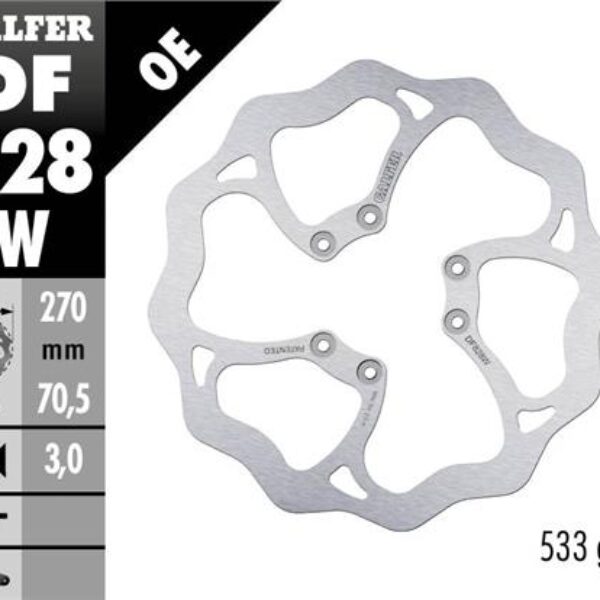 GALFER TARCZA HAMULCOWA PRZÓD TM RACING EN 125/250/450/530 ’04-14, EN 125/300 ’15-21, MX 125-530 ’05- (270X70,5X3MM) (6X6,5MM) WAVE